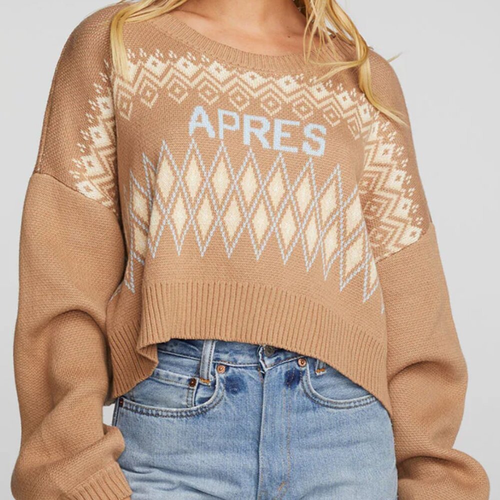 Chaser Tan and Cream Crew Neck Sweater